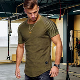 Solid Color Stripe Slim Fitness Men's T-shirt