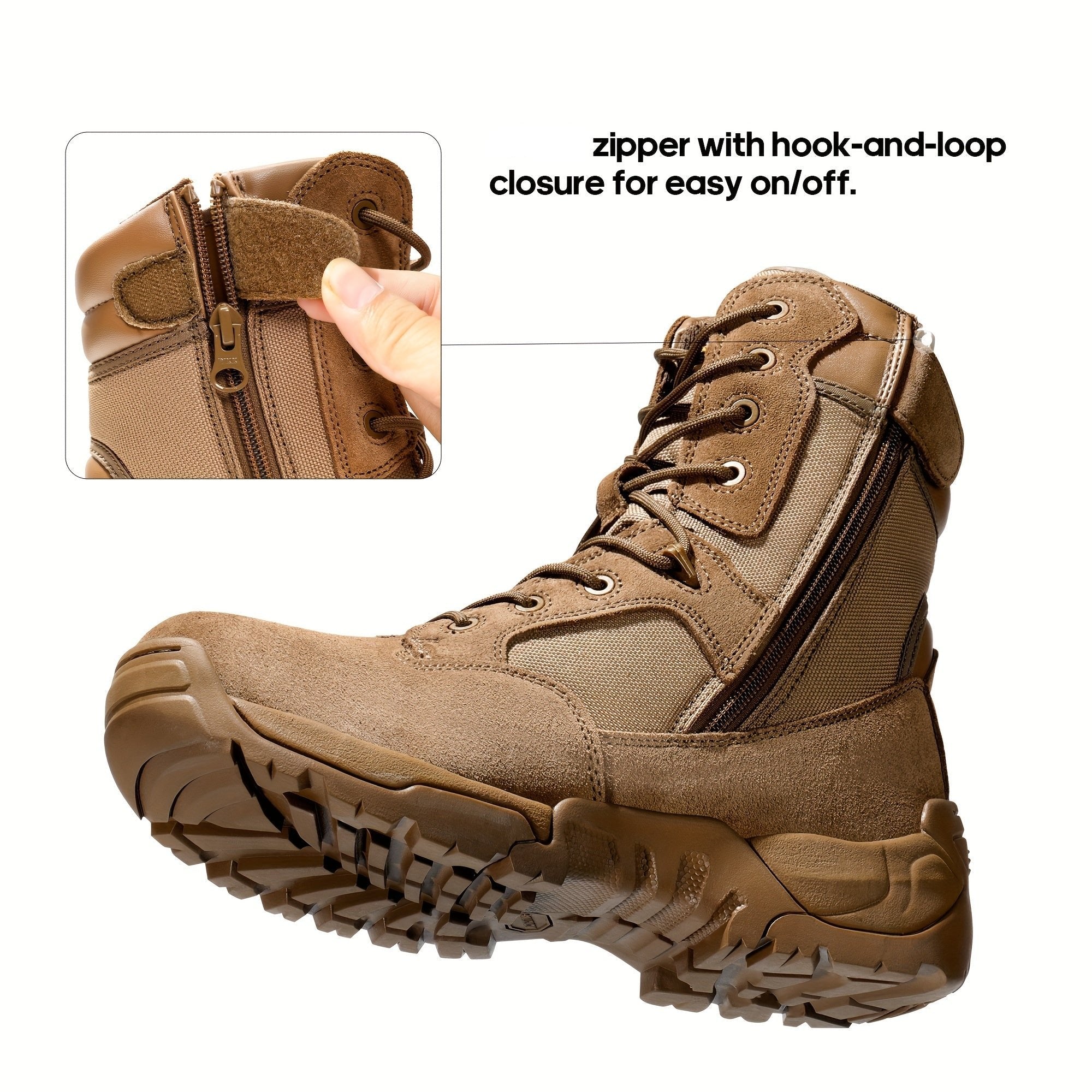 Men's Rugged Military & Tactical Boots - Water-Resistant Ankle-High Hiking Boots