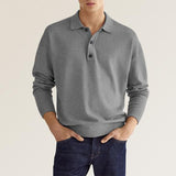 Simple Basic Stand-up Collar Long-sleeved Polo Shirt