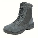 Men's Rugged Tactical Leather Work Boots - Water-Resistant, Slip-Resistant with Side Zipper