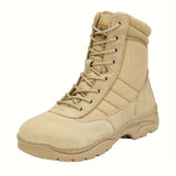 Men's Rugged Tactical Leather Work Boots - Water-Resistant, Slip-Resistant with Side Zipper