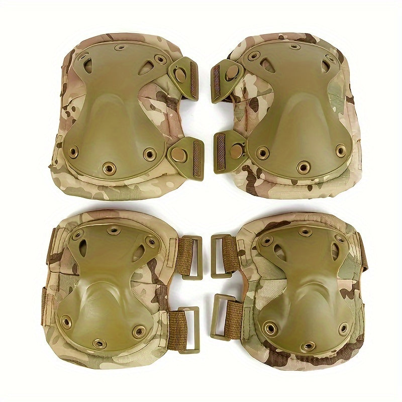 4-Piece Heavy-Duty Knee and Elbow Pads Set - Buckle Style, Durable & Breathable Protection