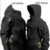 Men's Stylish Color Block Tactical Hooded Jacket - Windproof, Fleece-Lined, Water-Resistant Outdoor Coat