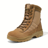 Men's Rugged Tactical Leather Work Boots - Water-Resistant, Slip-Resistant with Side Zipper