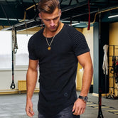 Solid Color Stripe Slim Fitness Men's T-shirt