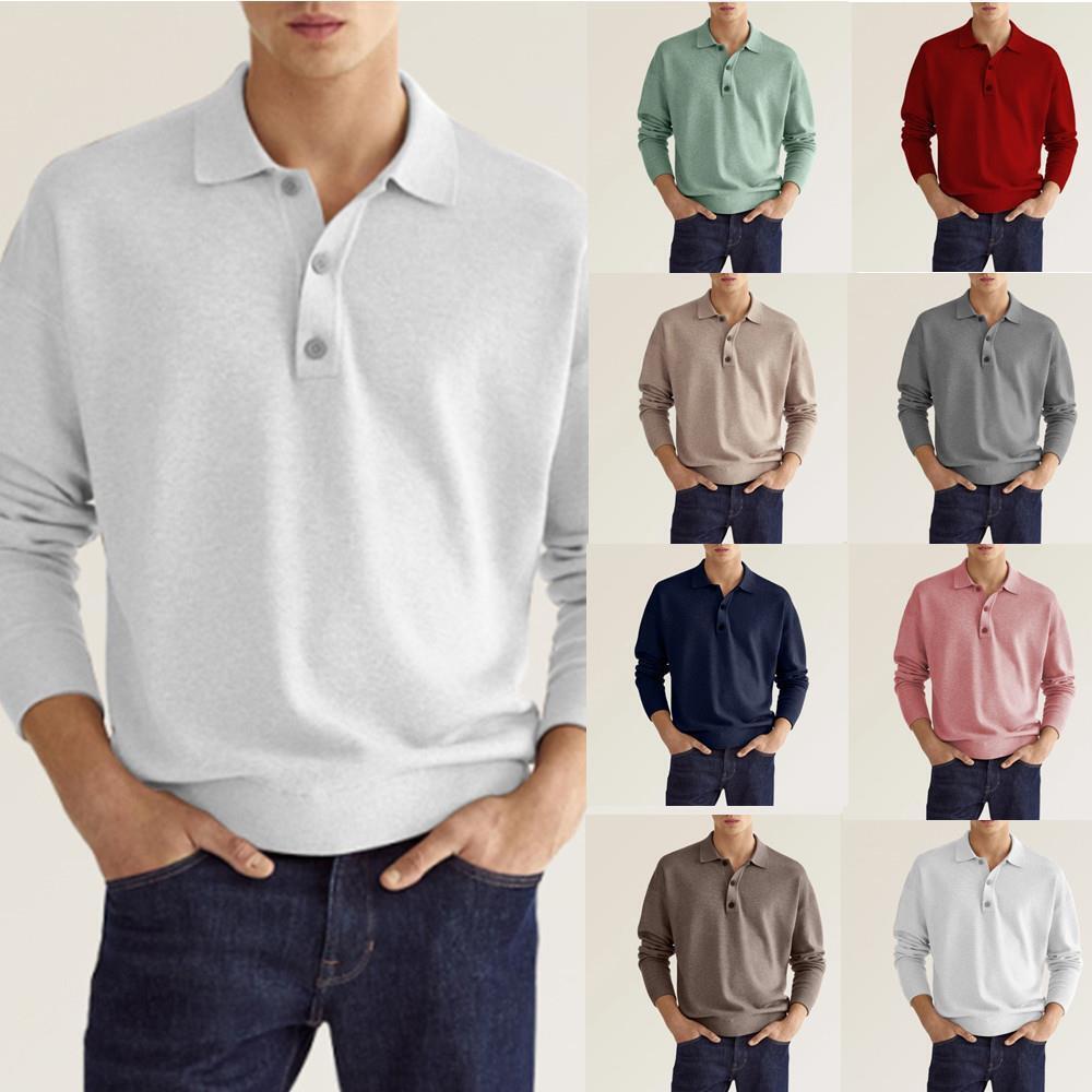 Simple Basic Stand-up Collar Long-sleeved Polo Shirt